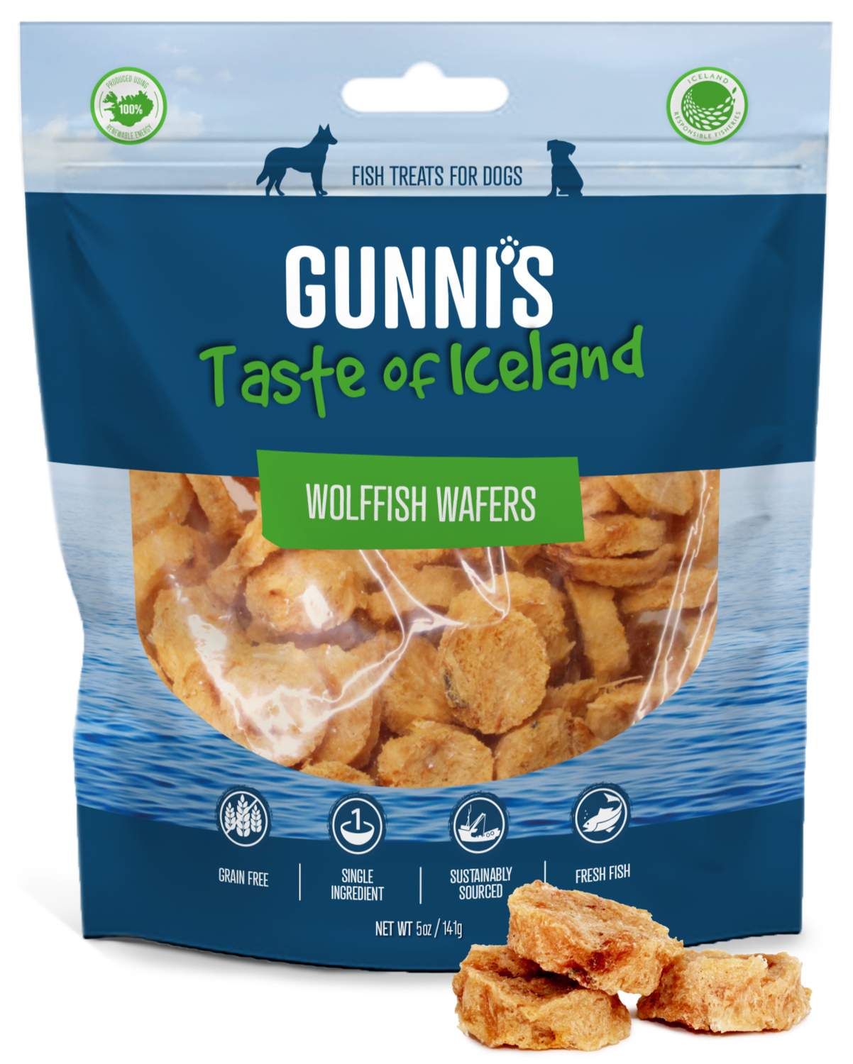 Gunni’s Wolffish Wafers Dog Treat 5 oz