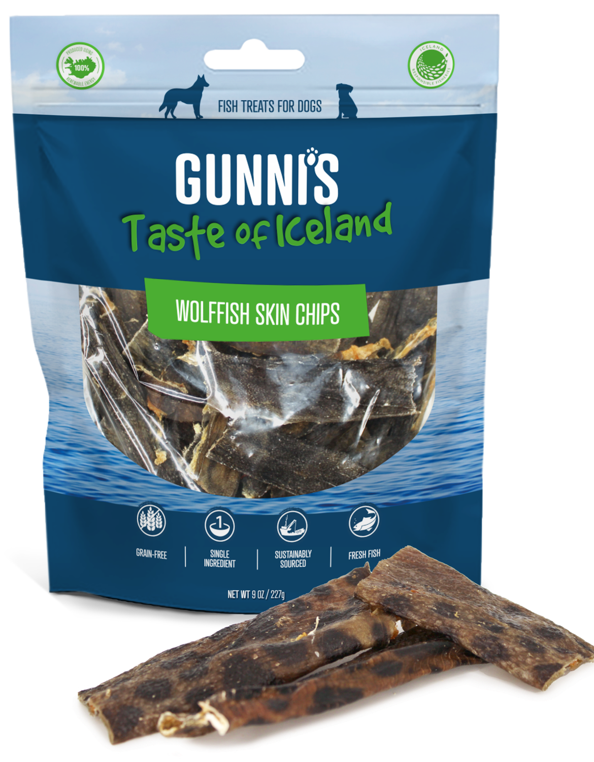 Gunni’s Wolffish Skin Chips Dog Treat 9 oz