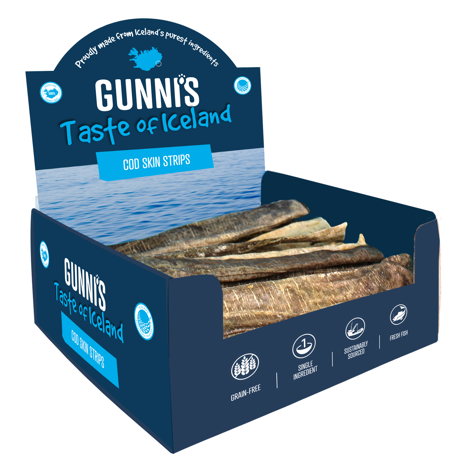Gunni’s Cod Skin Strips Dog Treat Bulk (50)
