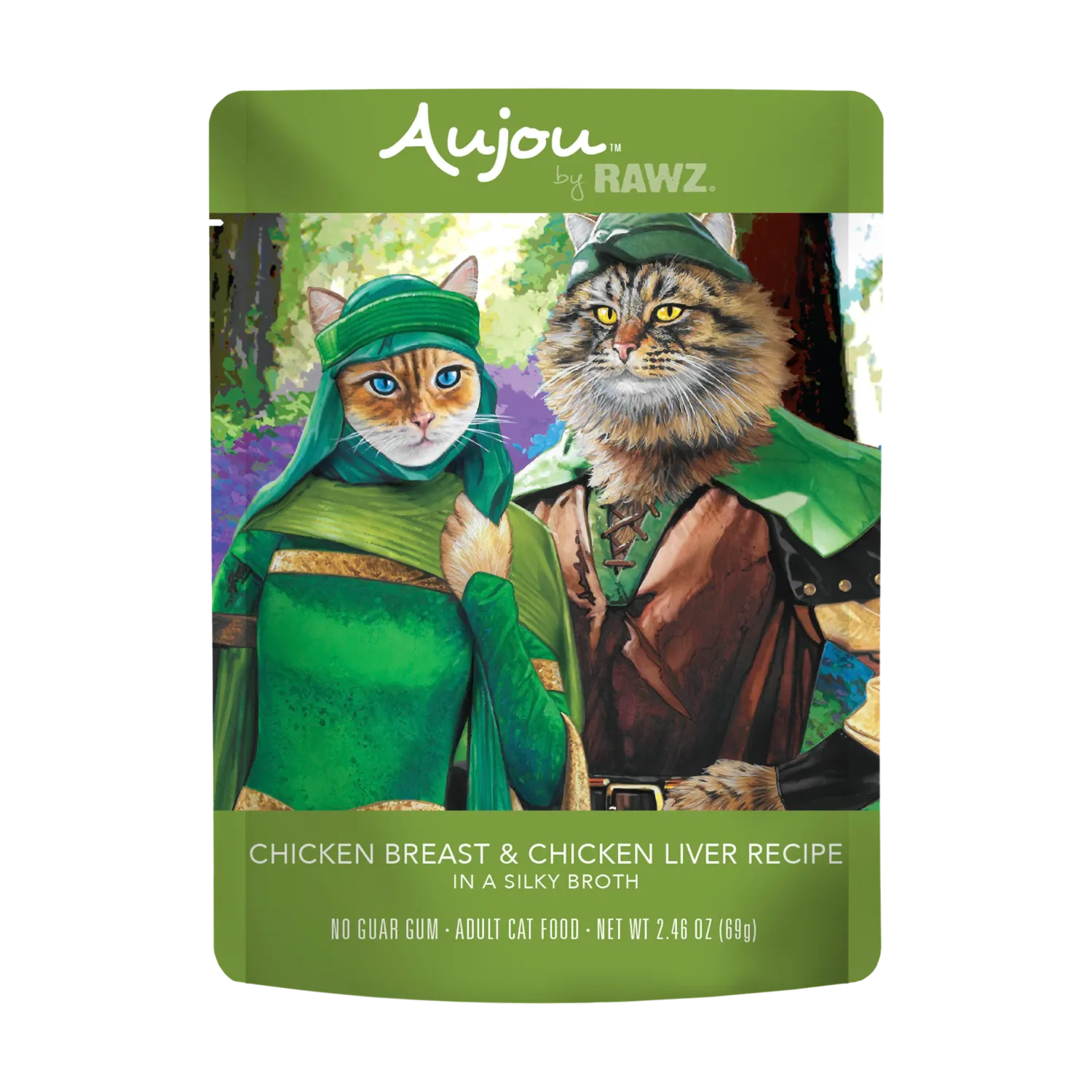 Rawz Aujou Chicken Breast and Chicken Liver Cat Pouch 2.46oz