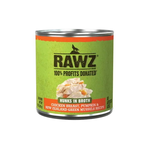 Rawz Dog Can Hunks Chicken/Pumpkin &amp; Green Mussel 10 oz