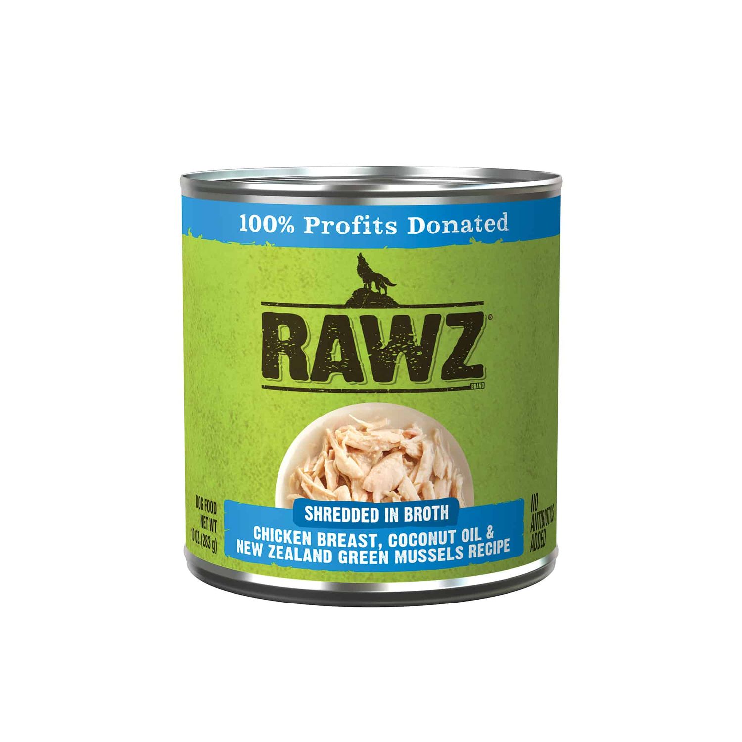 Rawz Dog Can Shredded Chicken &amp; Green Mussels 10 oz