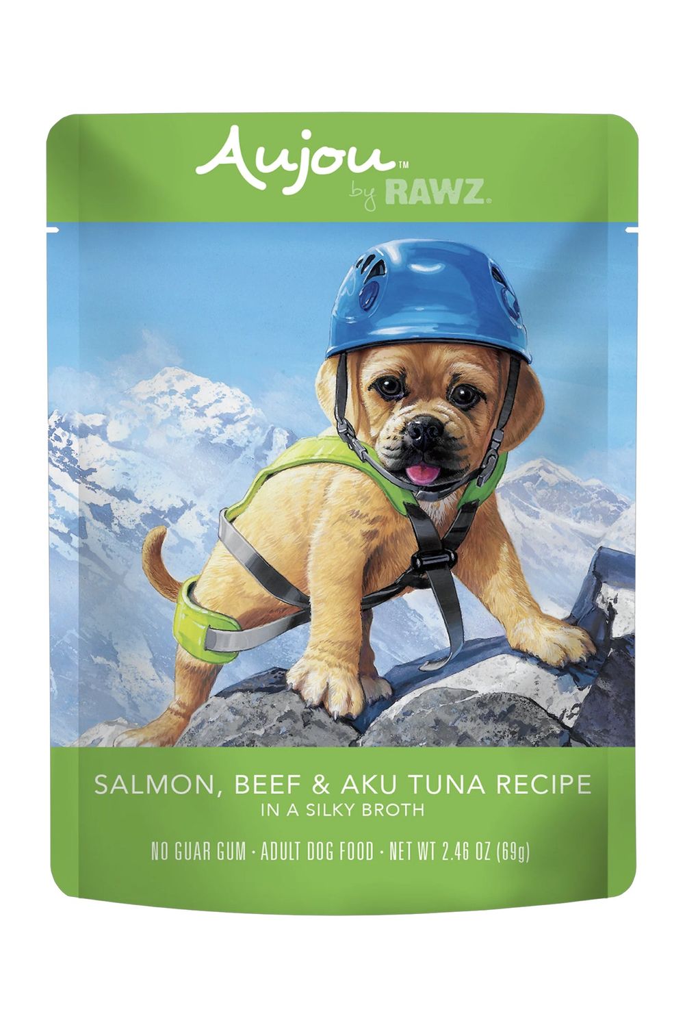 Rawz Aujou Salmon, Beef, and Tuna Dog Pouch 2.46oz