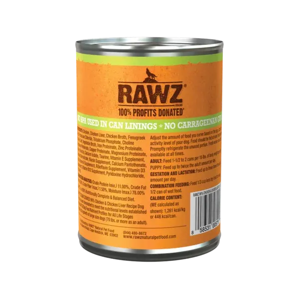 Rawz Dog Can Chicken &amp; Liver Pate 12.5 oz