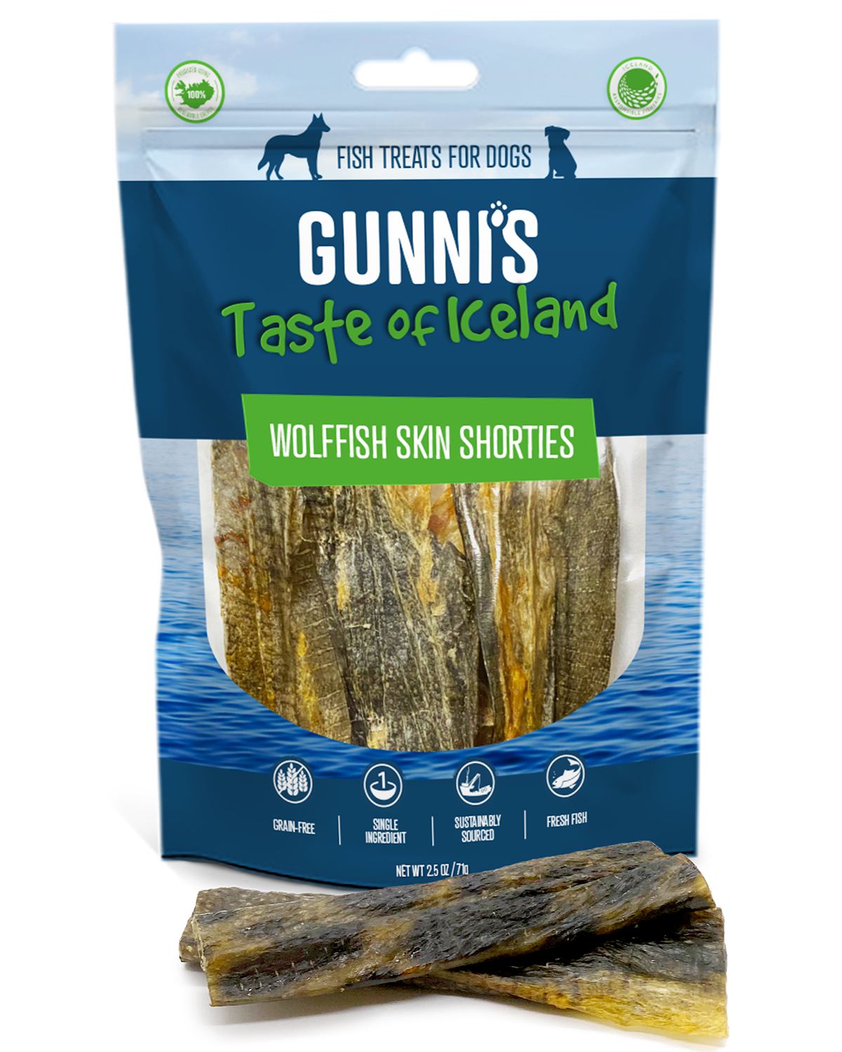Gunni’s Wolffish Skin Shorties Dog Treat 2.5 oz