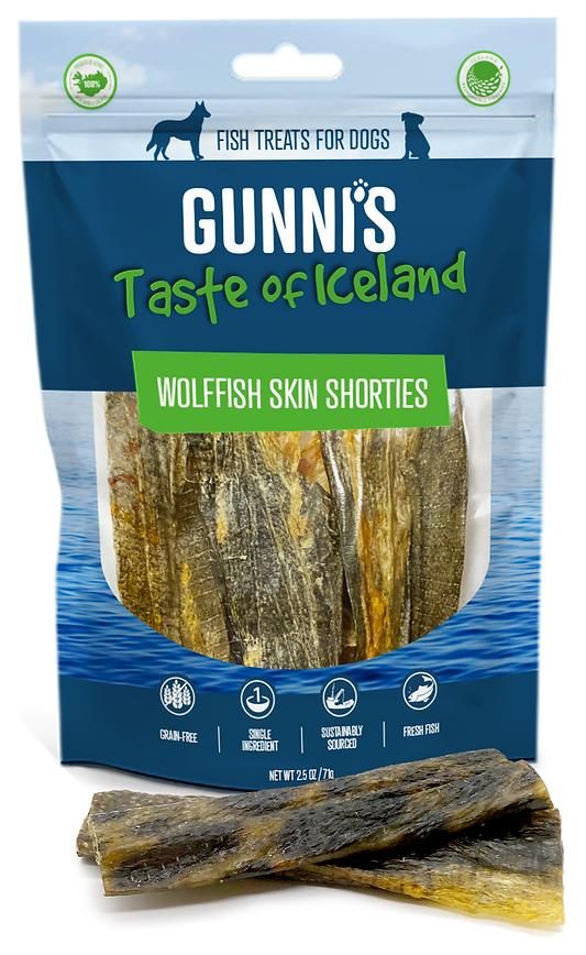 Gunni’s Wolffish Skin Shorties Dog Treat 2.5 oz