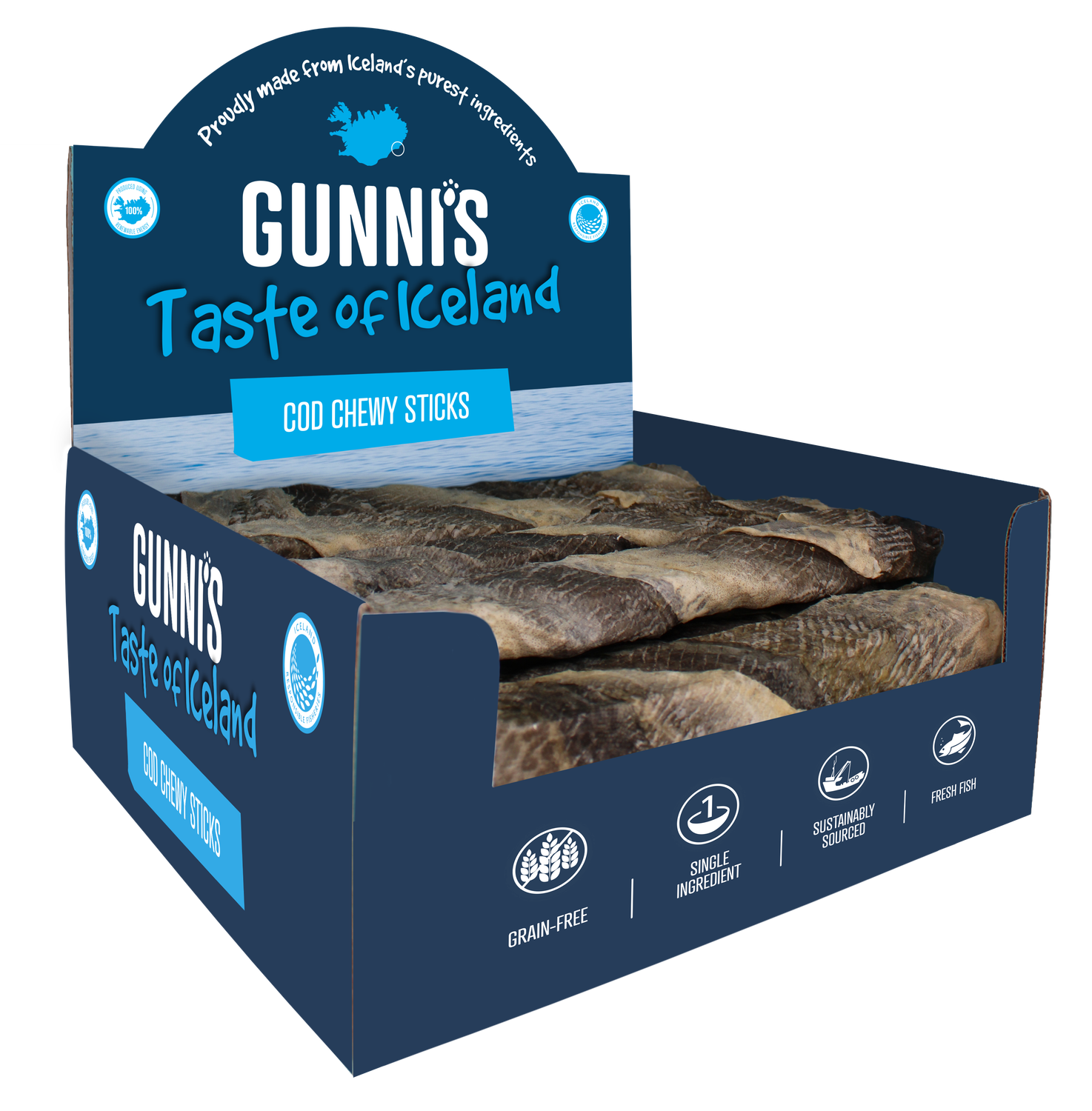 Gunni’s Cod Chewy Sticks 4” Dog Treat Bulk (40)