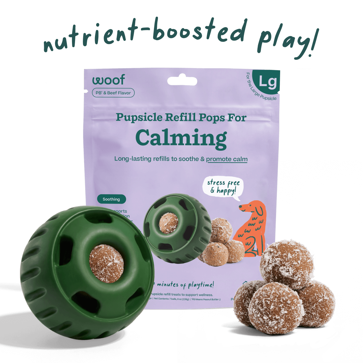 WOOF Beef &amp; PB Calming Wellness Refill Pops Large
