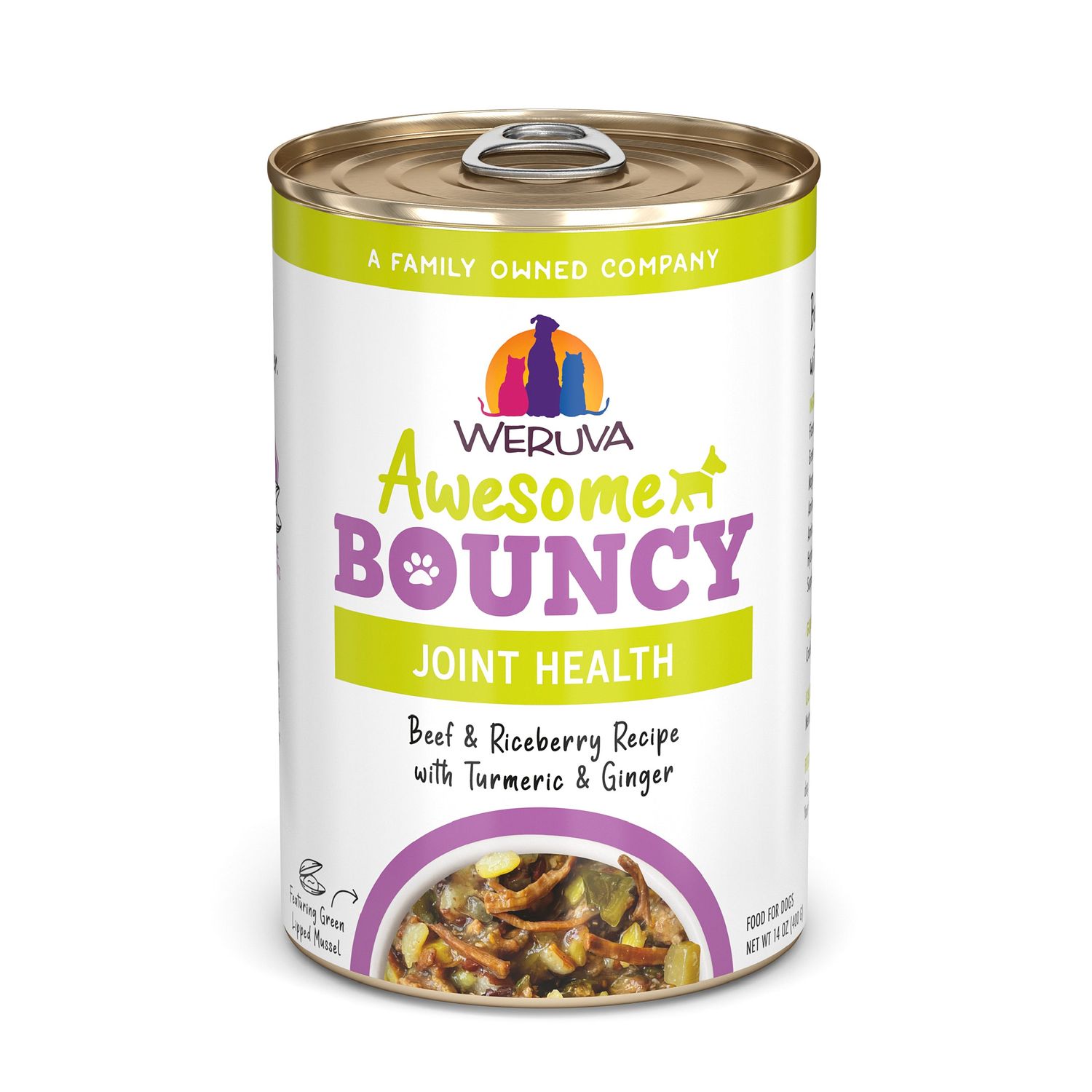 Weruva Awesome Bouncy Beef &amp; Riceberry w Turmeric &amp; Ginger 14oz