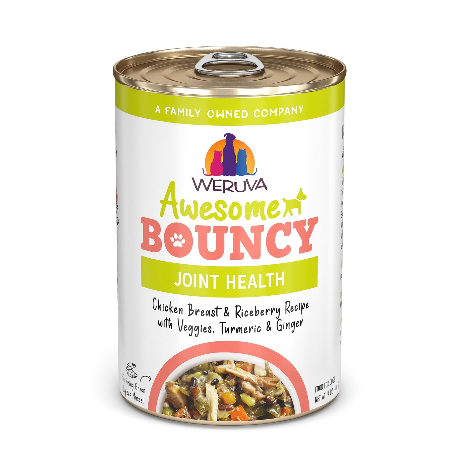 Weruva Awesome Bouncy Chicken &amp; Riceberry w Veggies, Turmeric &amp; Ginger 14oz
