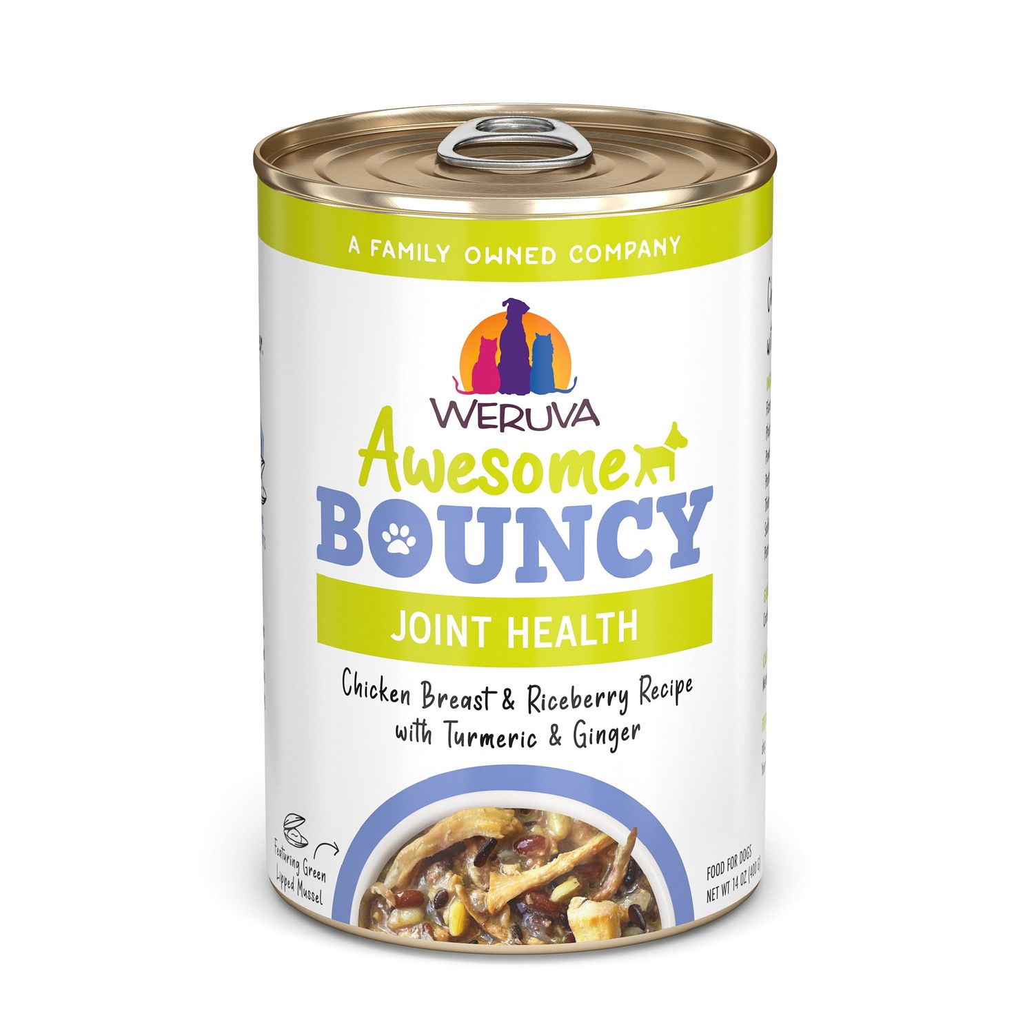Weruva Awesome Bouncy Chicken &amp; Riceberry w Veggies, Turmeric &amp; Ginger 14oz