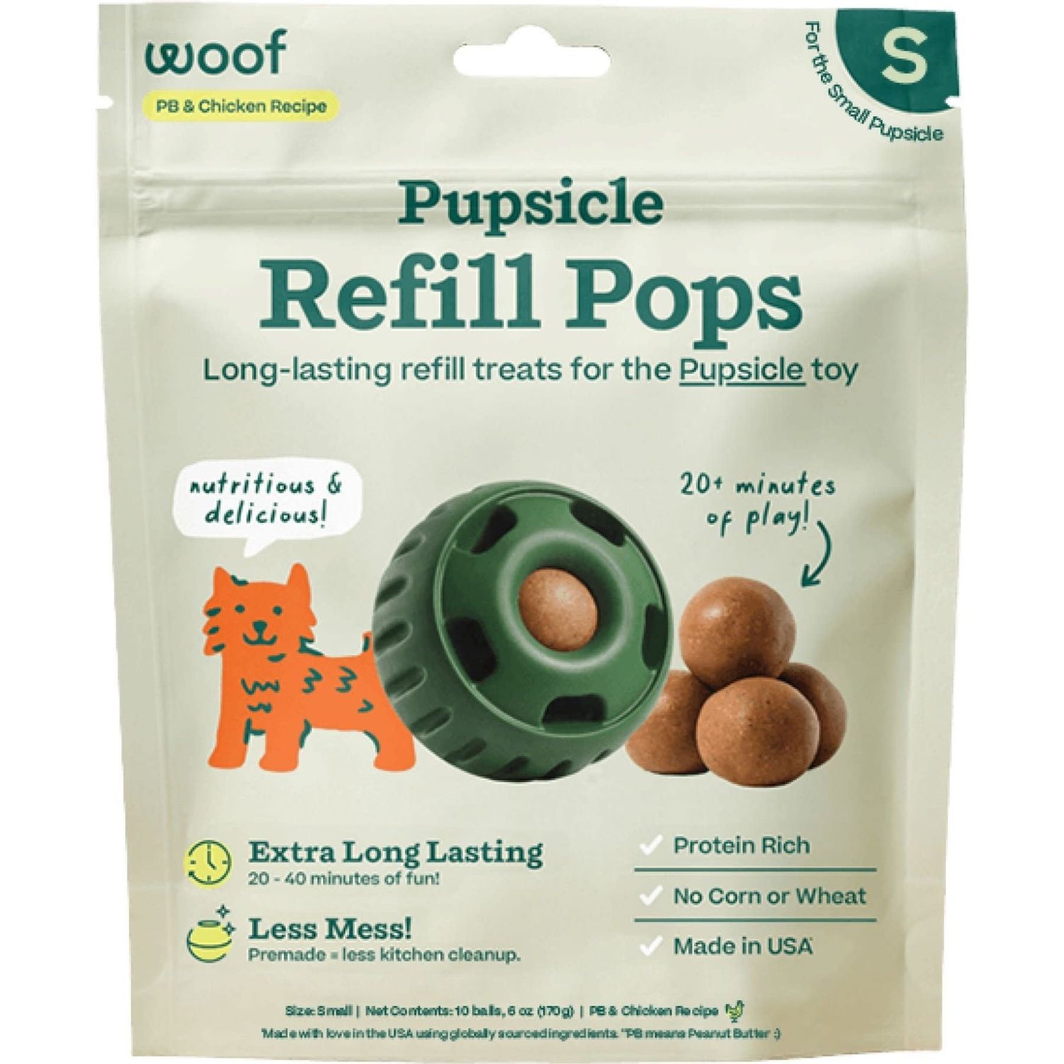 WOOF Chicken &amp; PB Refill Pops Small