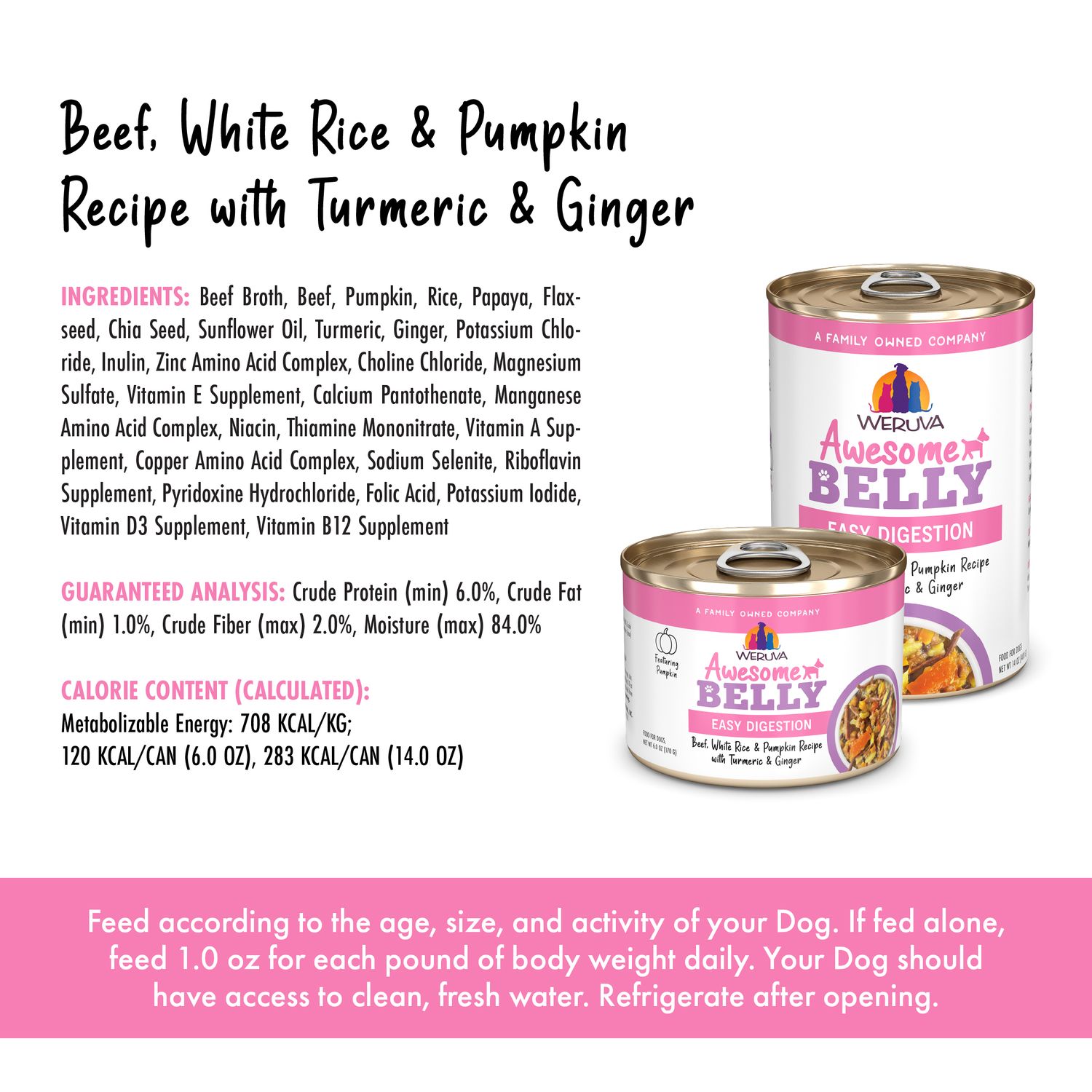 Weruva Awesome Belly  Beef &amp; Rice w Turmeric &amp; Ginger 6oz