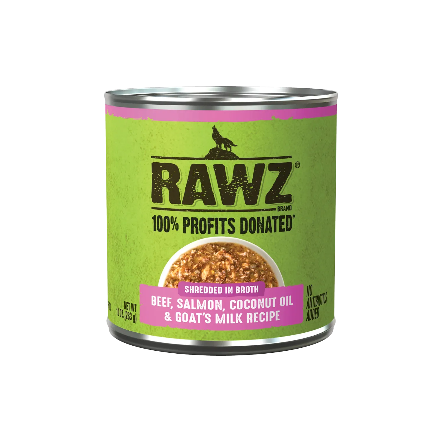 Rawz Dog Can Shredded Beef, Salmon,  Coconut, &amp; Goats Milk 10 oz