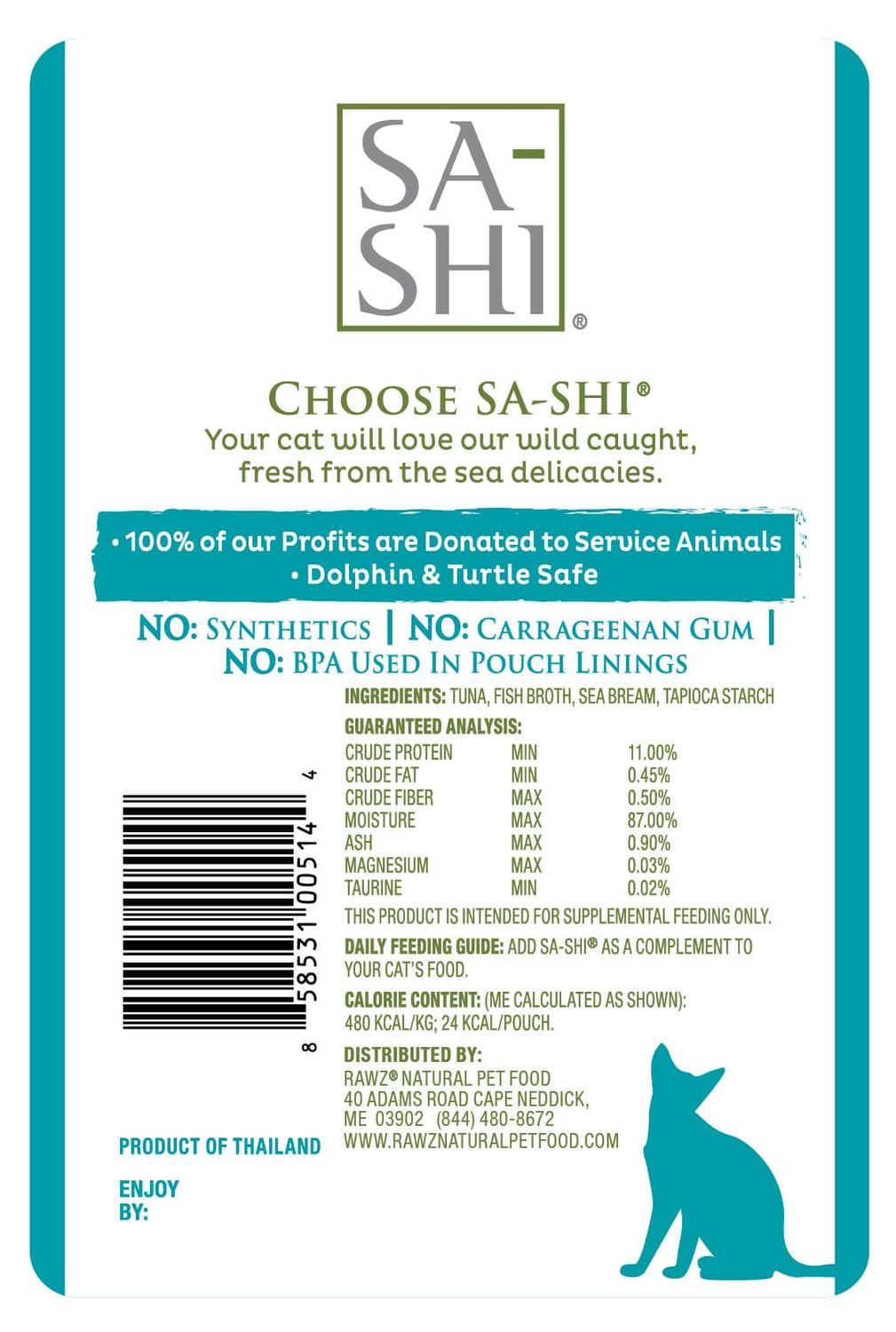 SA-SHI Tuna &amp; Sea Bream In Broth Cat Pouch 1.76 oz