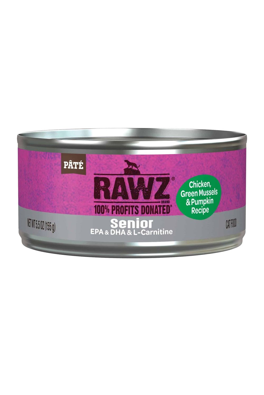 Rawz Cat Can Senior Chicken, Green Mussels, &amp; Pumpkin Pate 5.5 oz