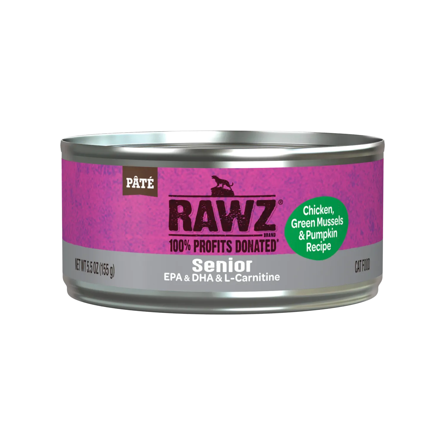 Rawz Cat Can Senior Chicken, Green Mussels, &amp; Pumpkin Pate 5.5 oz