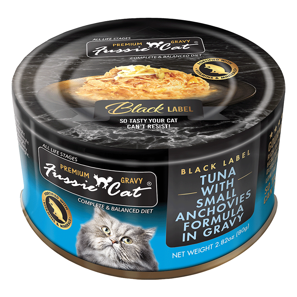 Fussie Cat Canned Tuna w/ Sm Anchovies in Gravy 2.82 oz (new)