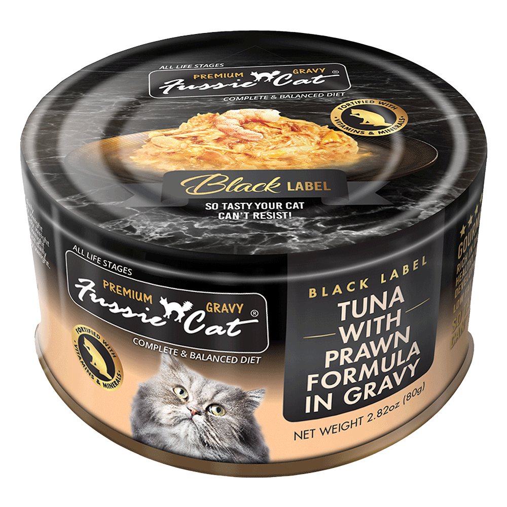 Fussie Cat Canned Tuna w/ Prawn in Gravy 2.82 oz (new)