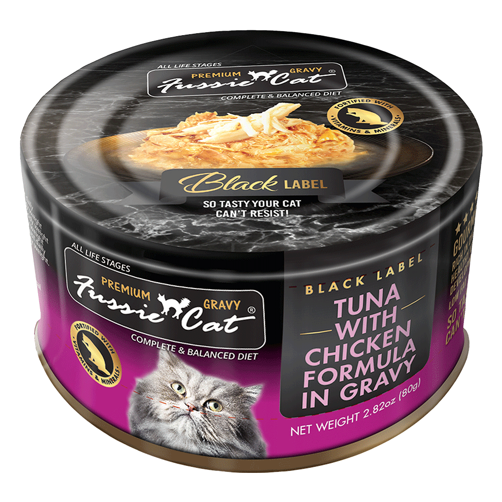 Fussie Cat Canned Tuna w/ Chicken in Gravy 2.82 oz (new)