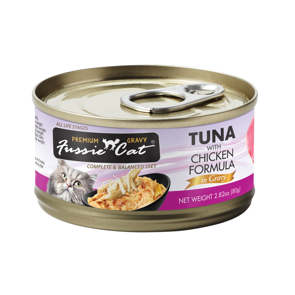 Fussie Cat Canned Tuna w/ Chicken in Gravy 2.82 oz (new)