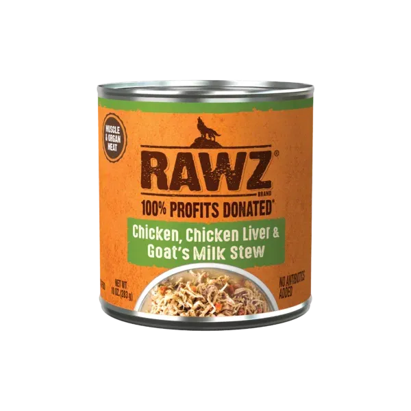 Rawz Dog Can Stew Chicken, Chicken Liver, &amp; Goat Milk 10 oz