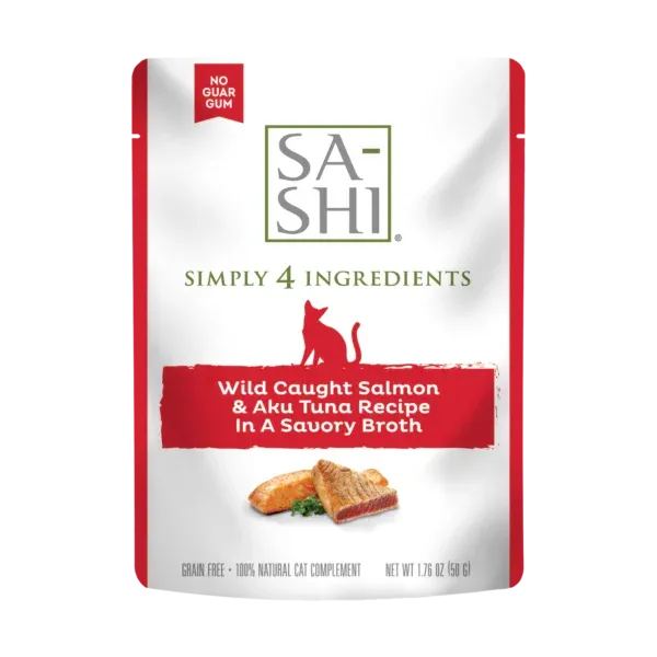 SA-SHI Salmon &amp; Tuna In Broth Cat Pouch 1.76 oz