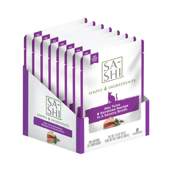 SA-SHI Tuna &amp; Sardines In broth Cat Pouch 1.76 oz