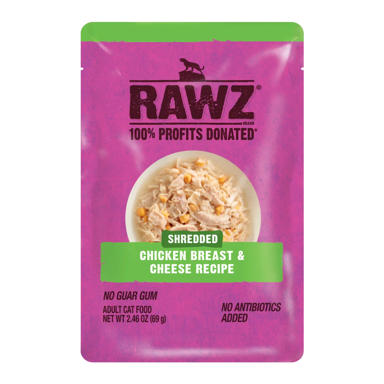 Rawz Shredded Chicken &amp; Cheese Cat Pouch 2.46 oz