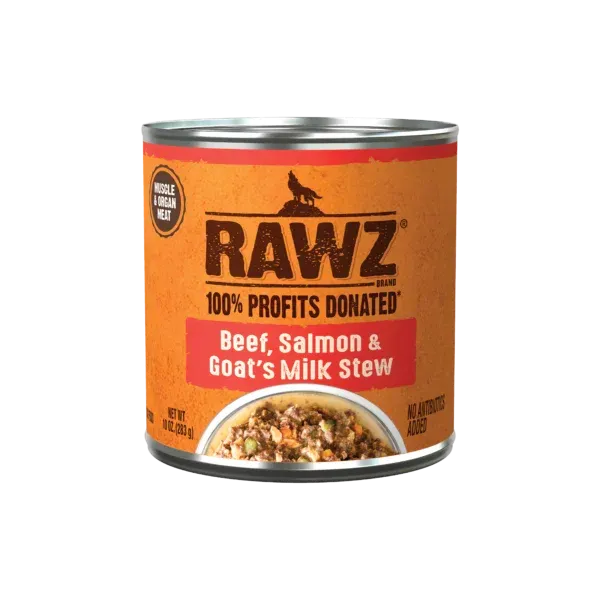 Rawz Dog Can Stew Beef, Salmon, &amp; Goat Milk 10 oz