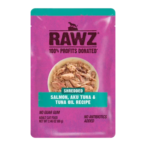 Rawz Shredded Salmon Tuna &amp; Oil Cat Pouch 2.46 oz