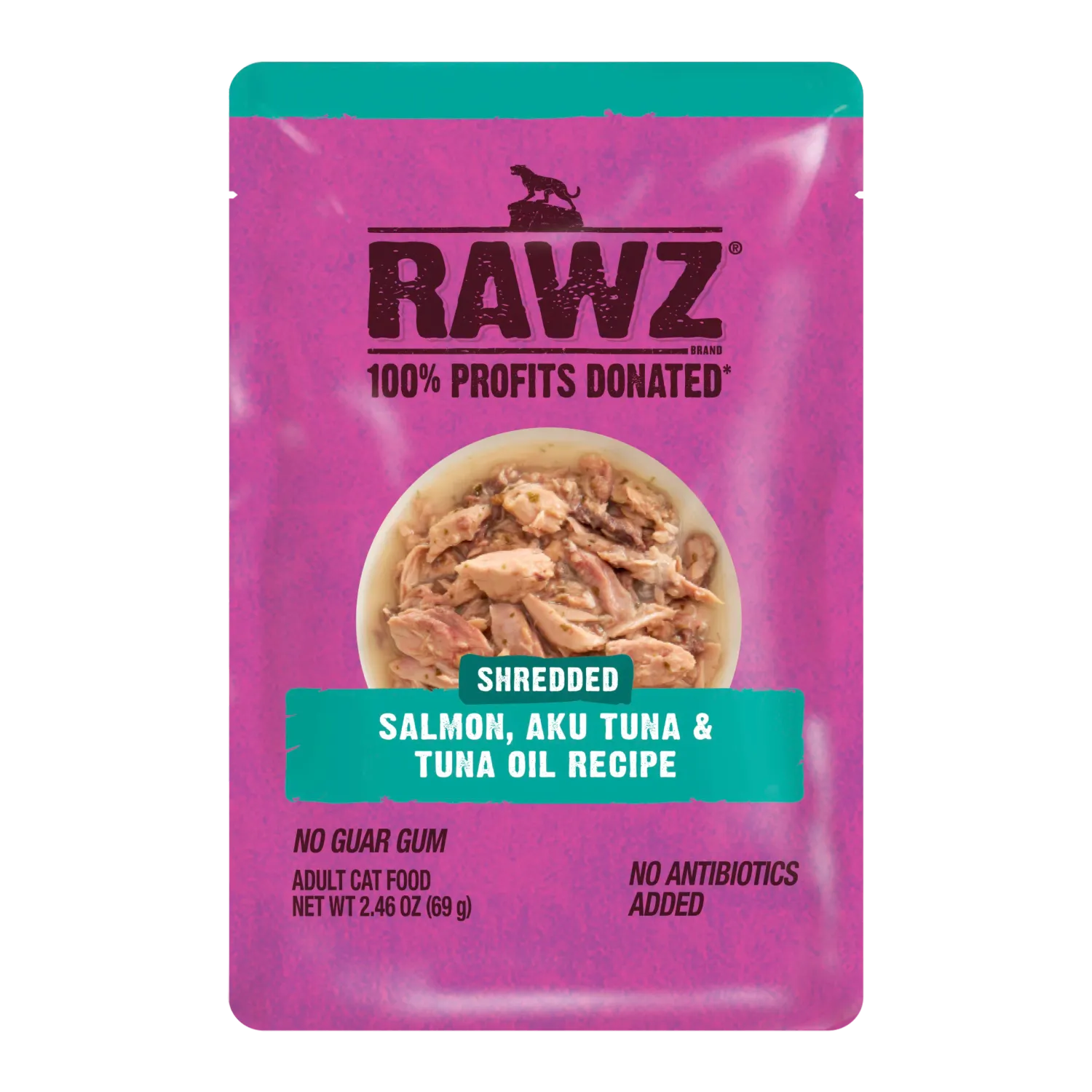 Rawz Shredded Salmon Tuna &amp; Oil Cat Pouch 2.46 oz