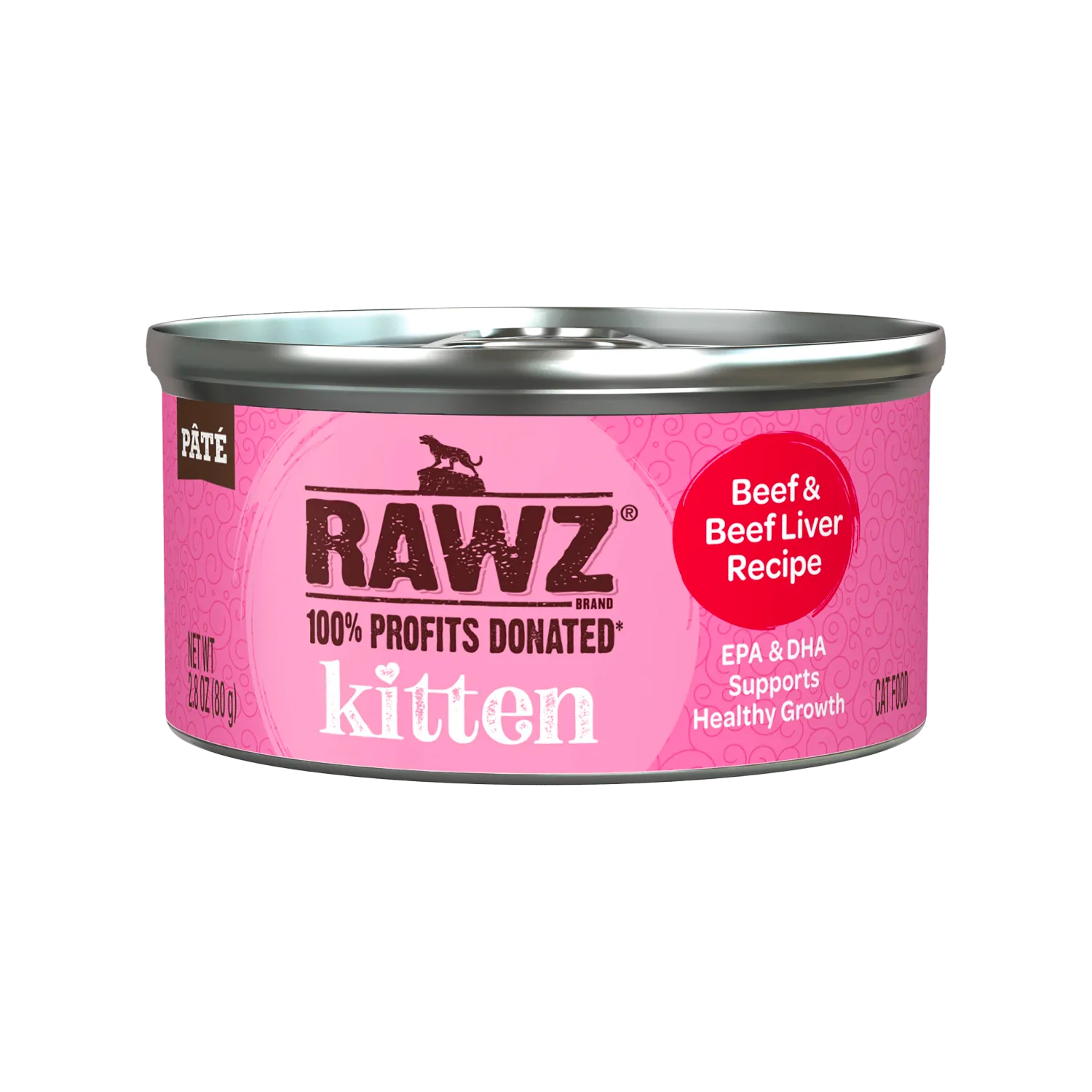 Rawz Kitten Can Beef &amp; Beef Liver Pate 2.8 oz