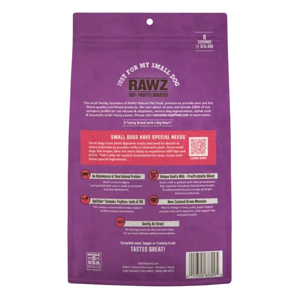Rawz Small Dog Air Dried , Flavor: Beef, Size: 2.5 oz