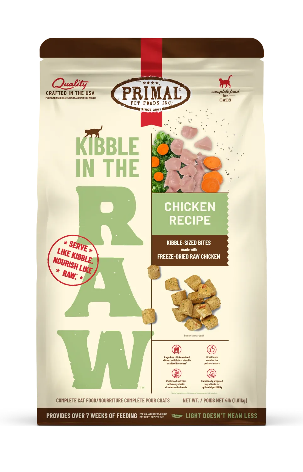 Primal Cat Kibble In The Raw, Flavor: Chicken, Size: 1.5 lb