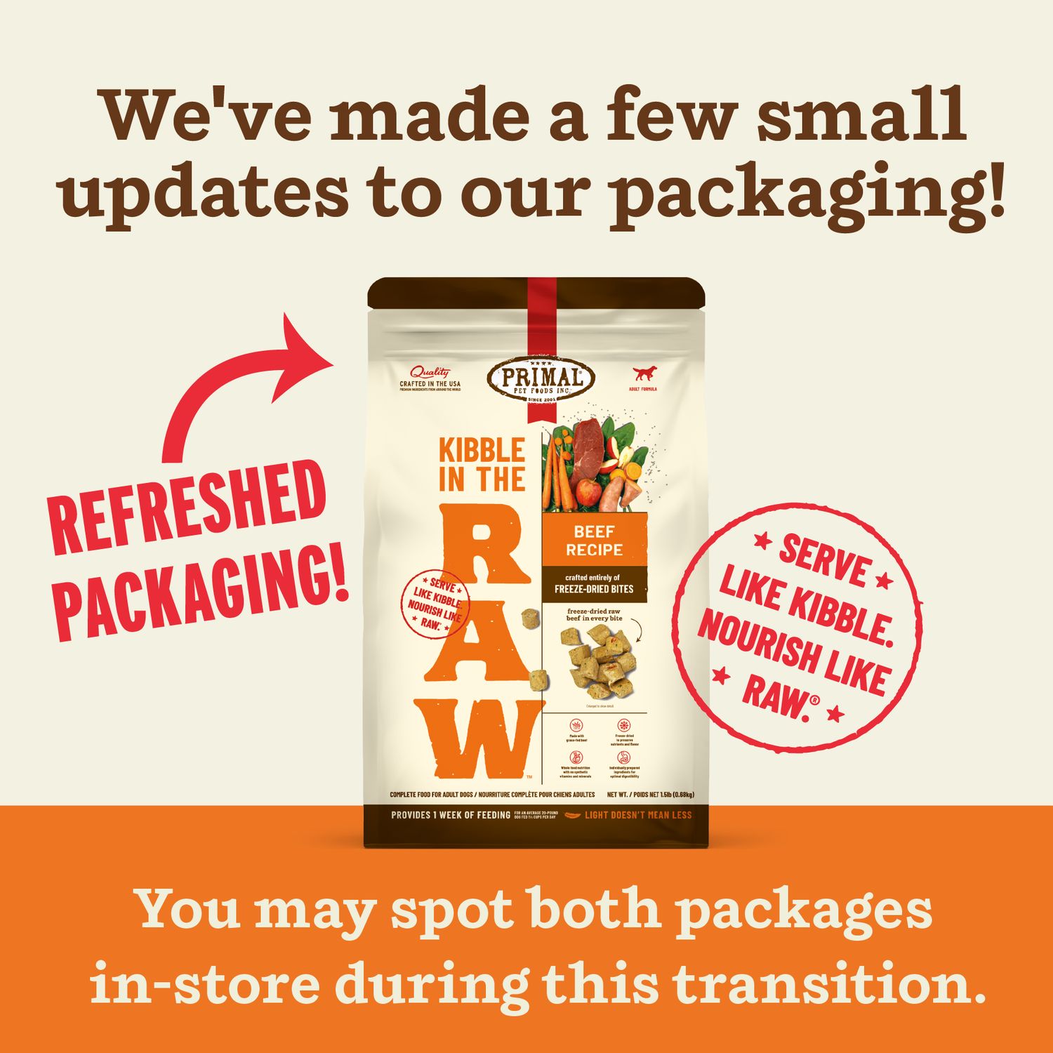 Primal Dog Kibble In The Raw , Flavor: Beef, Size: 1.5 lb