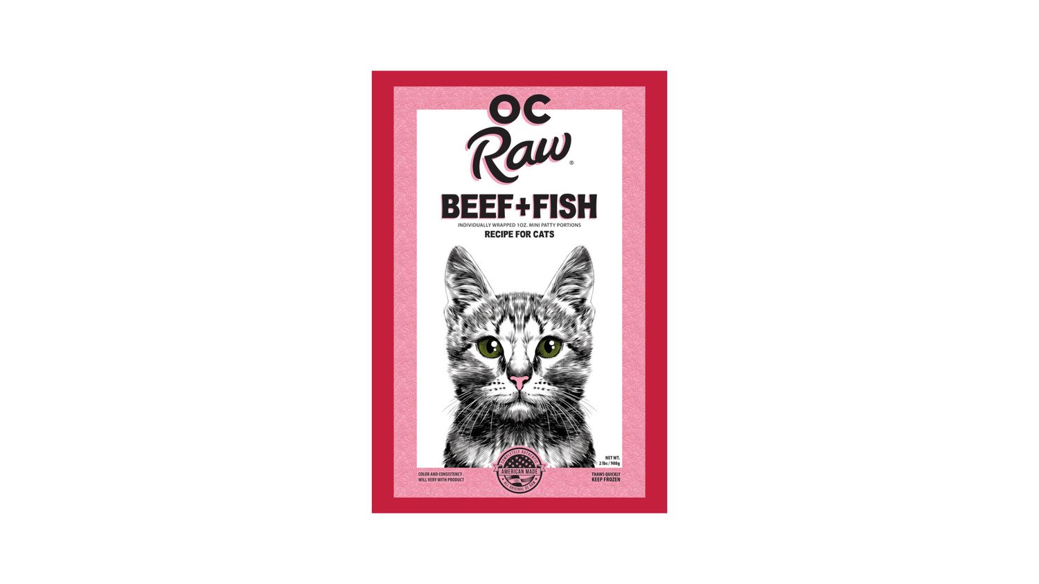 OC Raw Cat Frozen 2 lb, Flavor: Beef &amp; Fish