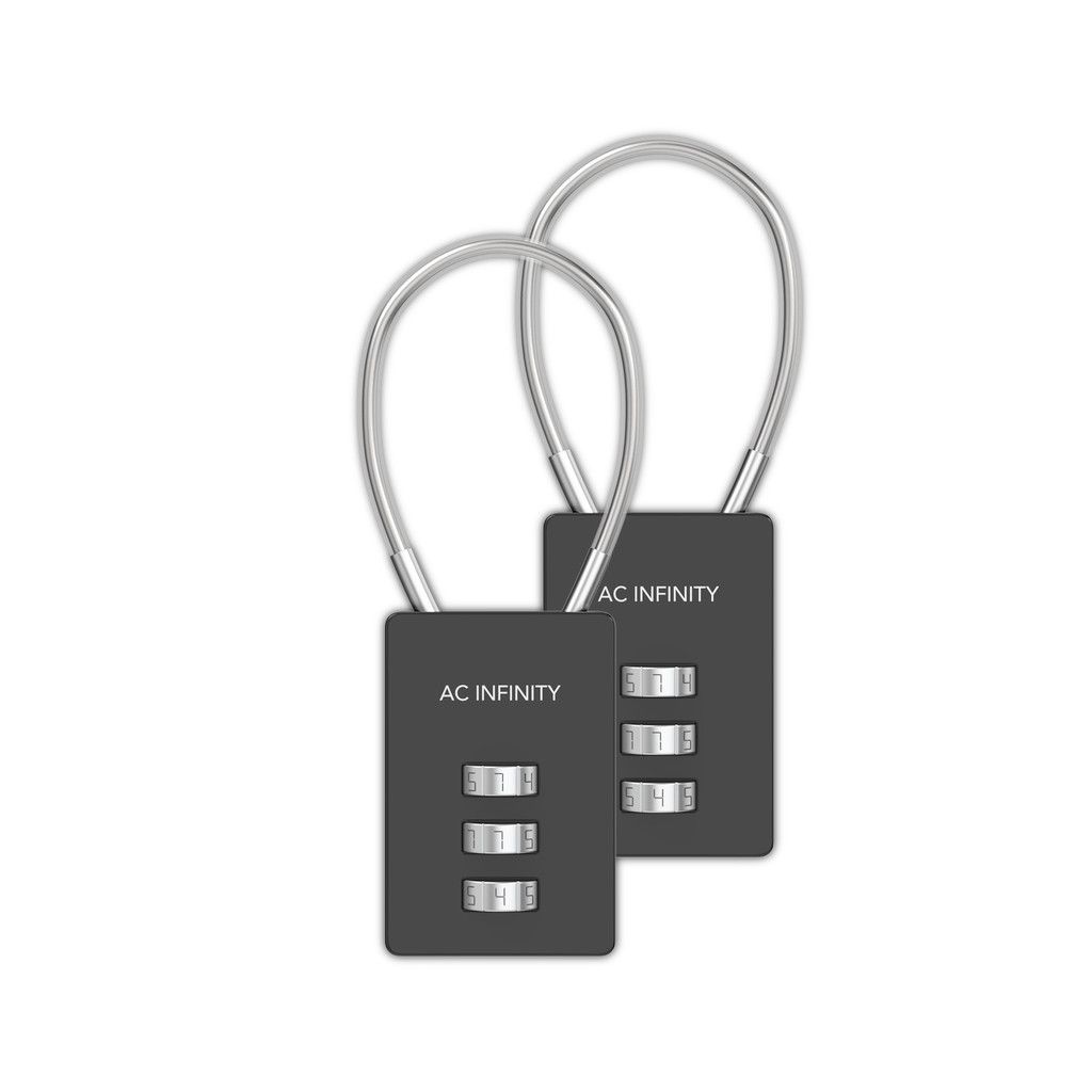 AC Infinity 3-Digit Combination Lock pack Heavy-Duty Zinc Alloy Padlock with Steel Wire Cable