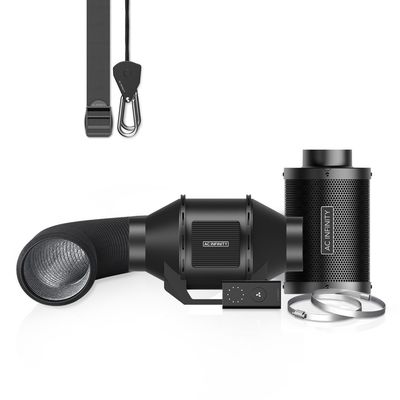 AIR FILTRATION KIT 4" INLINE FAN WITH SPEED CONTROLLER, CARBON FILTER &amp; DUCTING COMBO