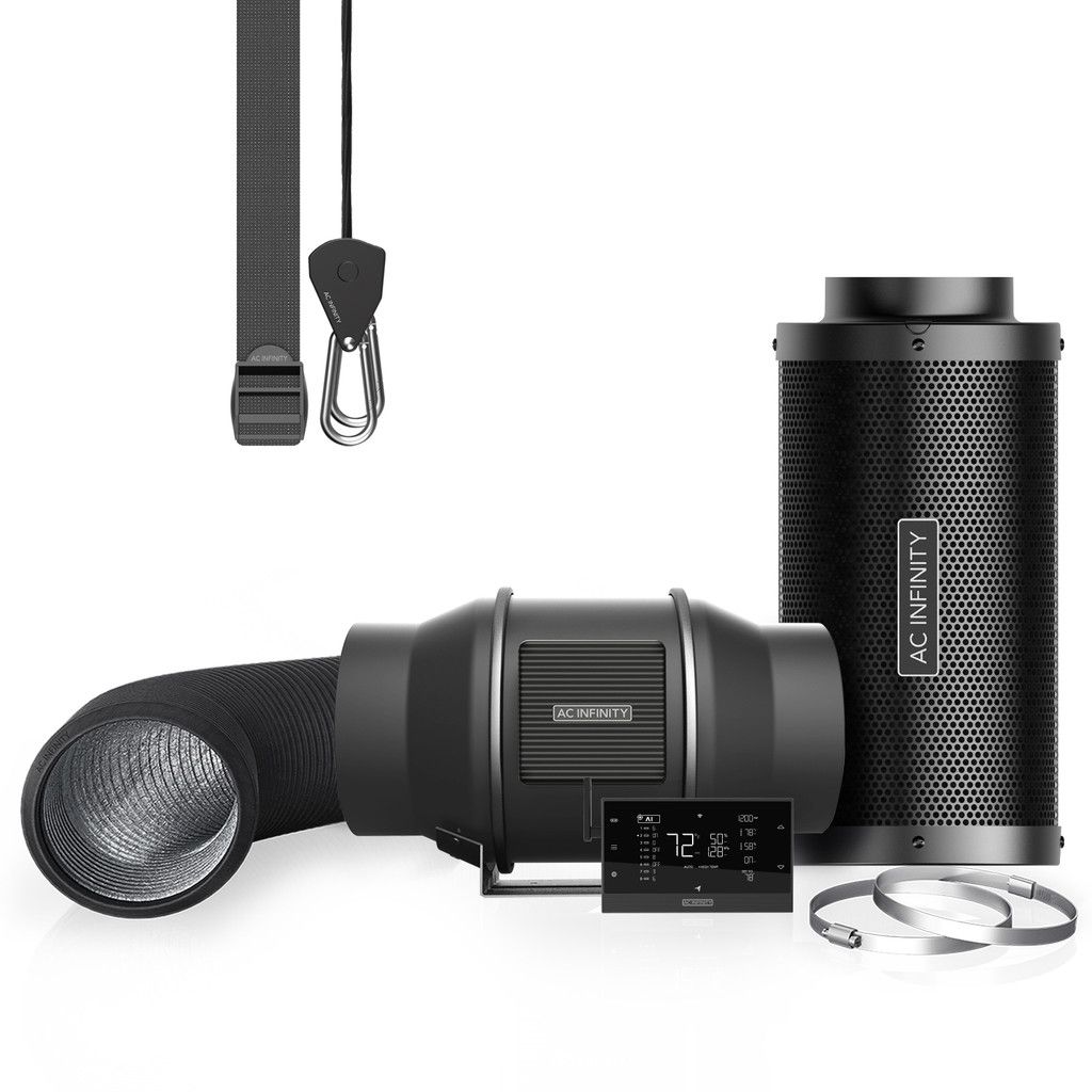 AIR FILTRATION KIT PRO 6" INLINE FAN WITH SMART CONTROLLER, CARBON FILTER &amp; DUCTING COMBO