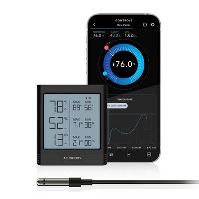 CLOUDCOM B1, SMART THERMO-HYGROMETER WITH DATA APP, 12 FT. SENSOR PROBE