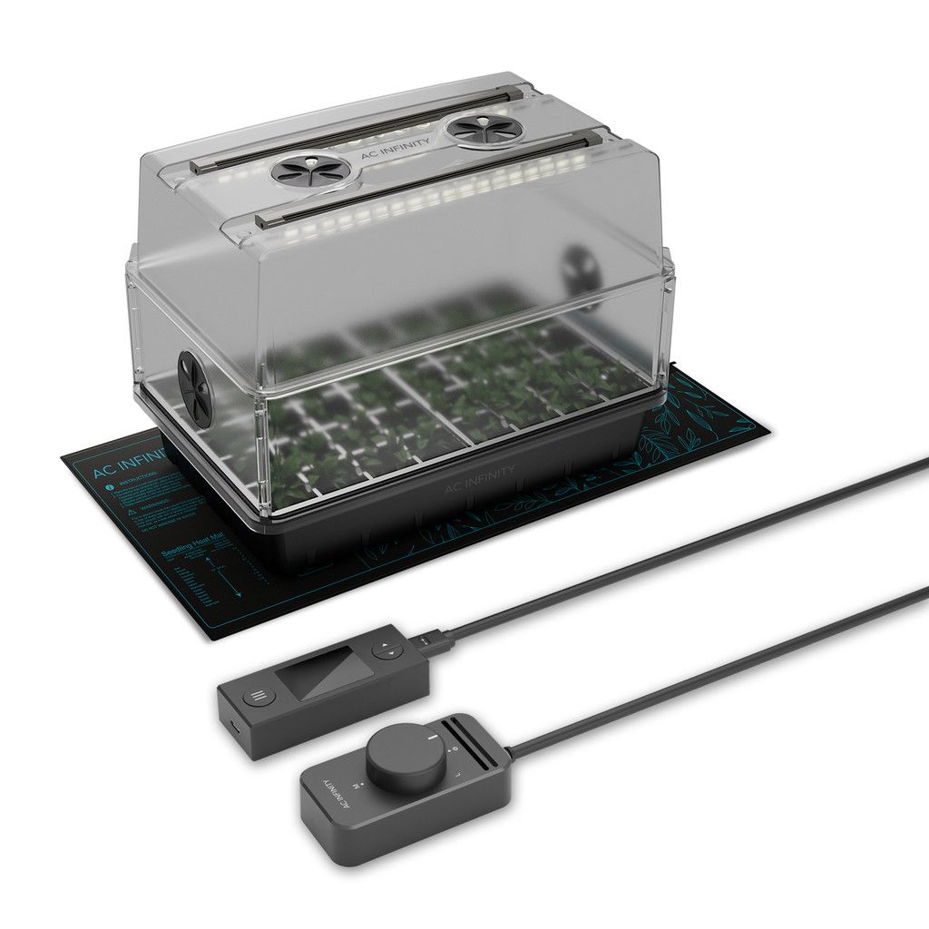 HUMIDITY DOME, GERMINATION KIT WITH SEEDLING MAT AND LED GROW LIGHT BARS, 5X8 CELL TRAY