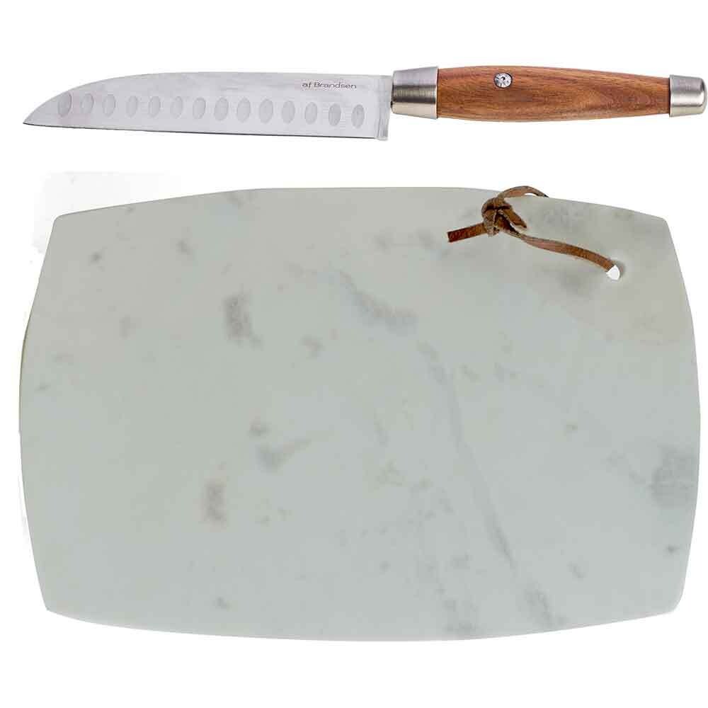 Kockkniv + skärbräda marmor