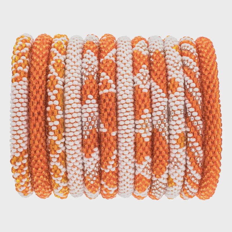 Roll-On®Game Day Bracelet Burnt Orange and White