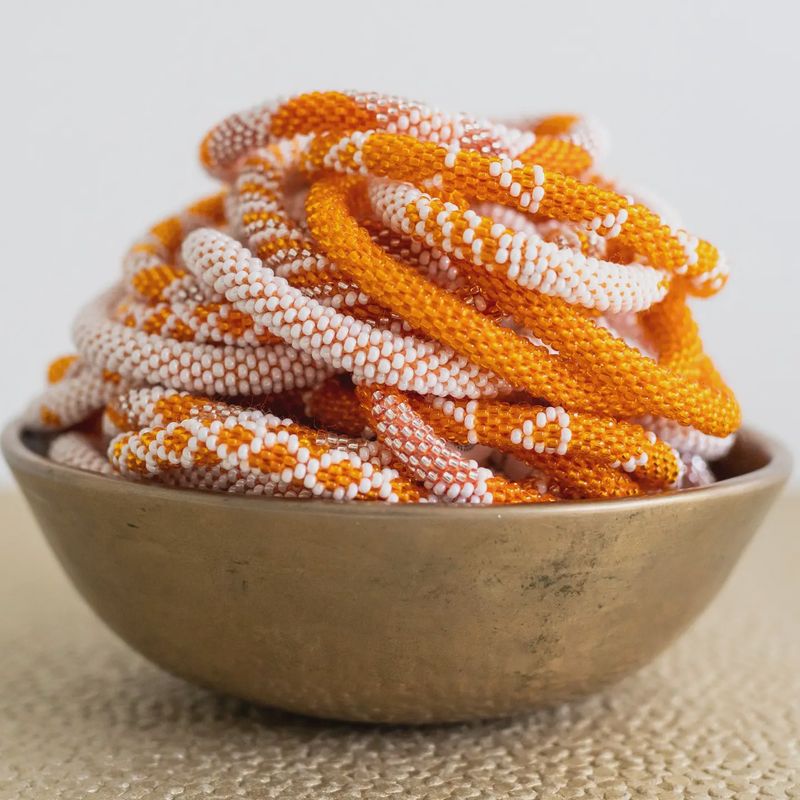Roll-On®Game Day Bracelet Burnt Orange and White