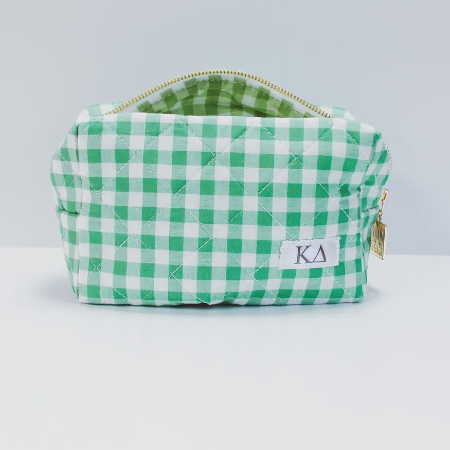 Kappa Delta Sorority Gingham Quilted Makeup Bag