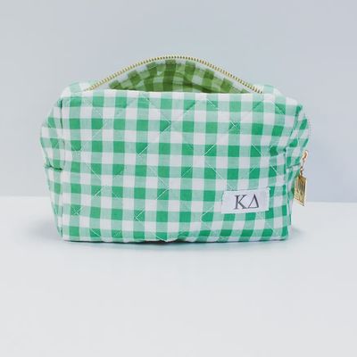 Kappa Delta Sorority Gingham Quilted Makeup Bag
