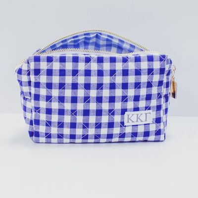 Kappa Kappa Gamma Sorority Gingham Quilted Makeup Bag