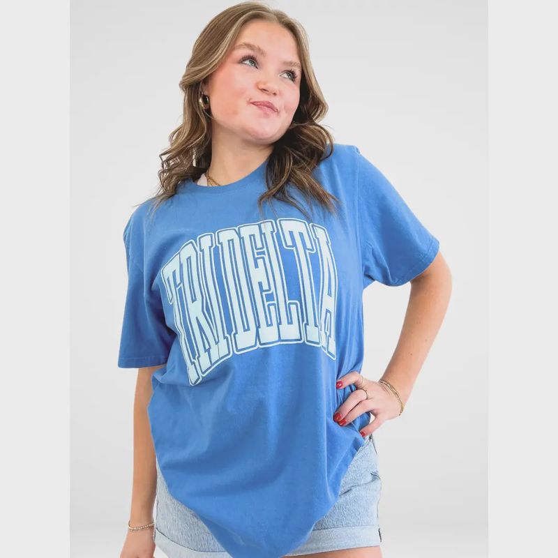 Delta Delta Delta Sorority Varsity Arch Puff Tee