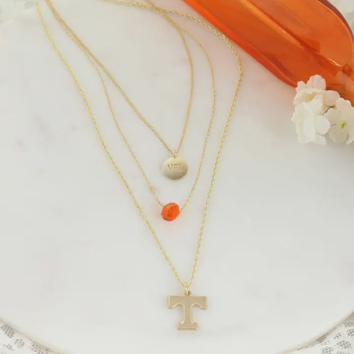 16" - 20" Tennessee Matte Gold Logo Trio Necklace Set | Three Separate Clasps | Wear Together or Separate!